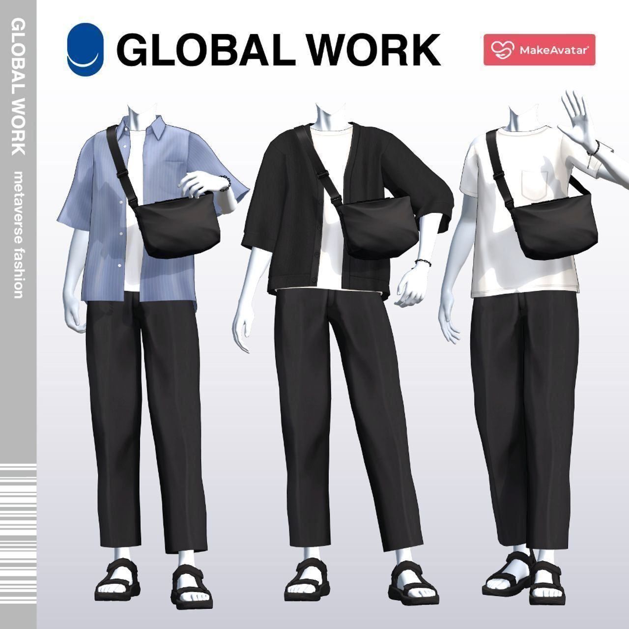 [MakeAvatar] GLOBAL WORK「夏の羽織り2スタイルコーデ」　男性素体対応