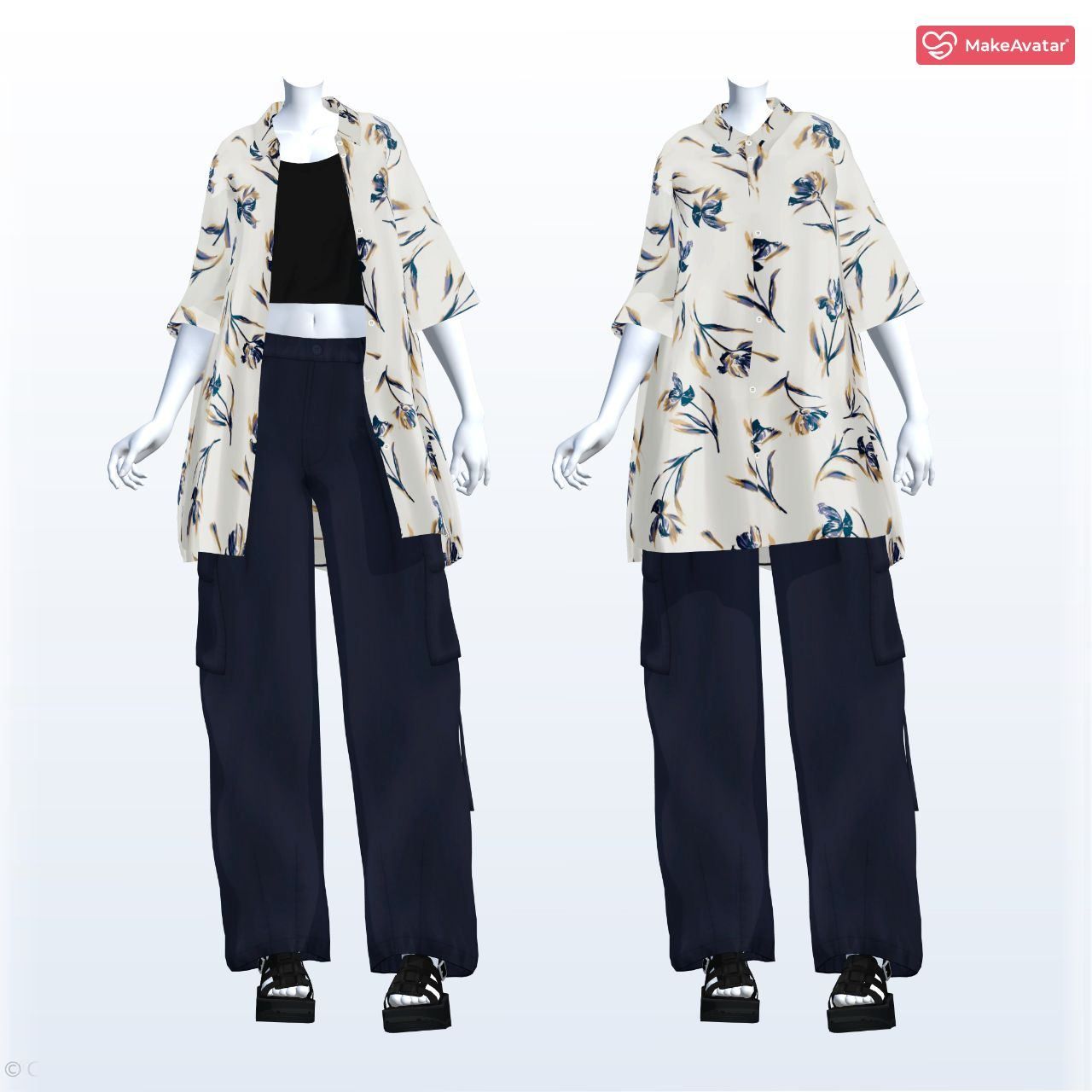 [MakeAvatar] RAGEBLUE「Flower shirt co-ord」女性素体対応