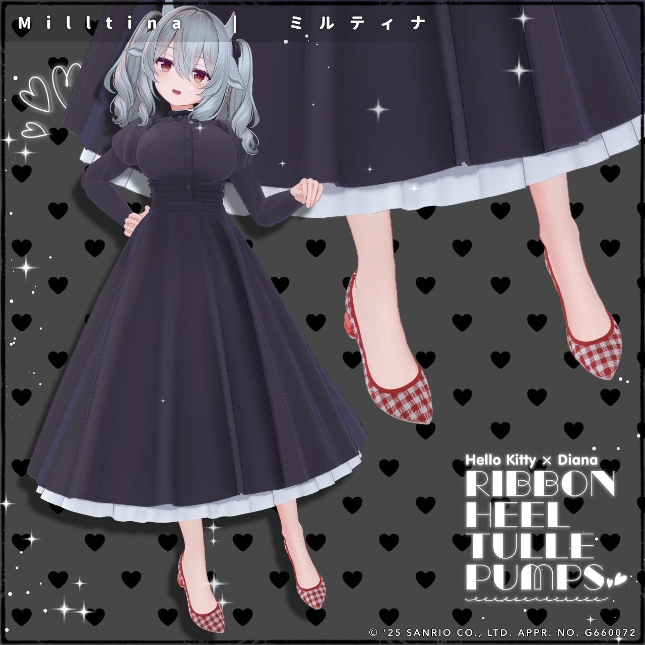 【ハローキティ×ダイアナ】リボンヒールチュールパンプス【ミルティナ対応】