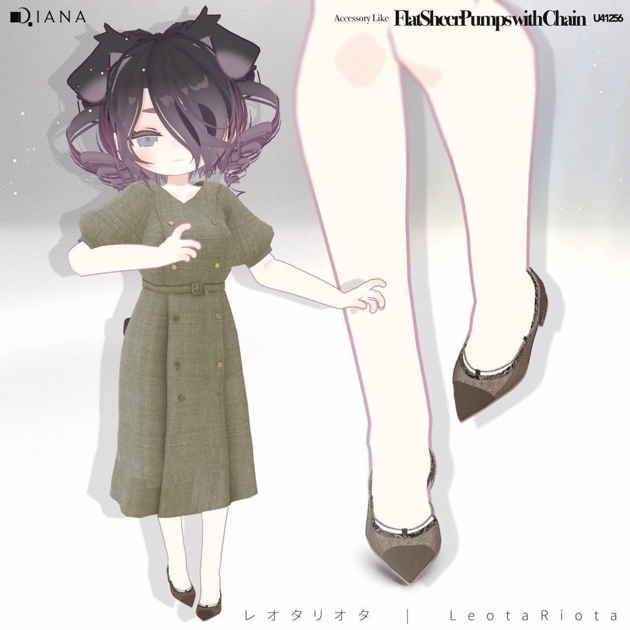 【レオタリオタ】アクセサリー感覚♪チェーンつきフラットシアーパンプス【VRC】