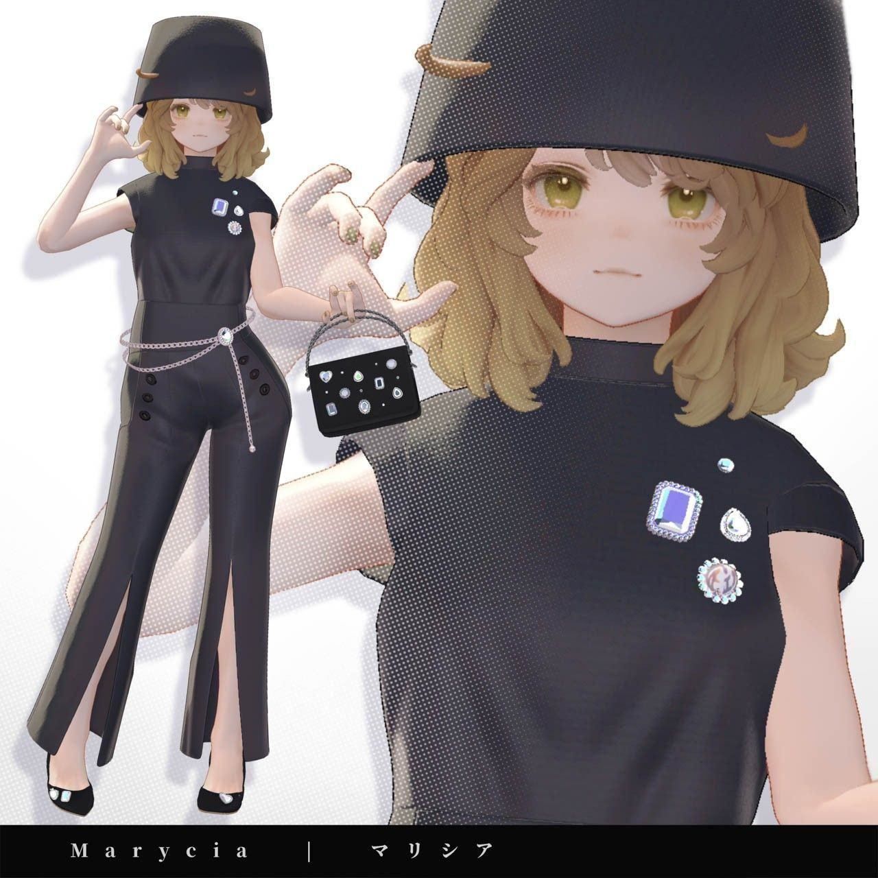 【マリシア marycia】キラキラ大粒ビジューつき☆華やか魅せパンプス【VRChat】