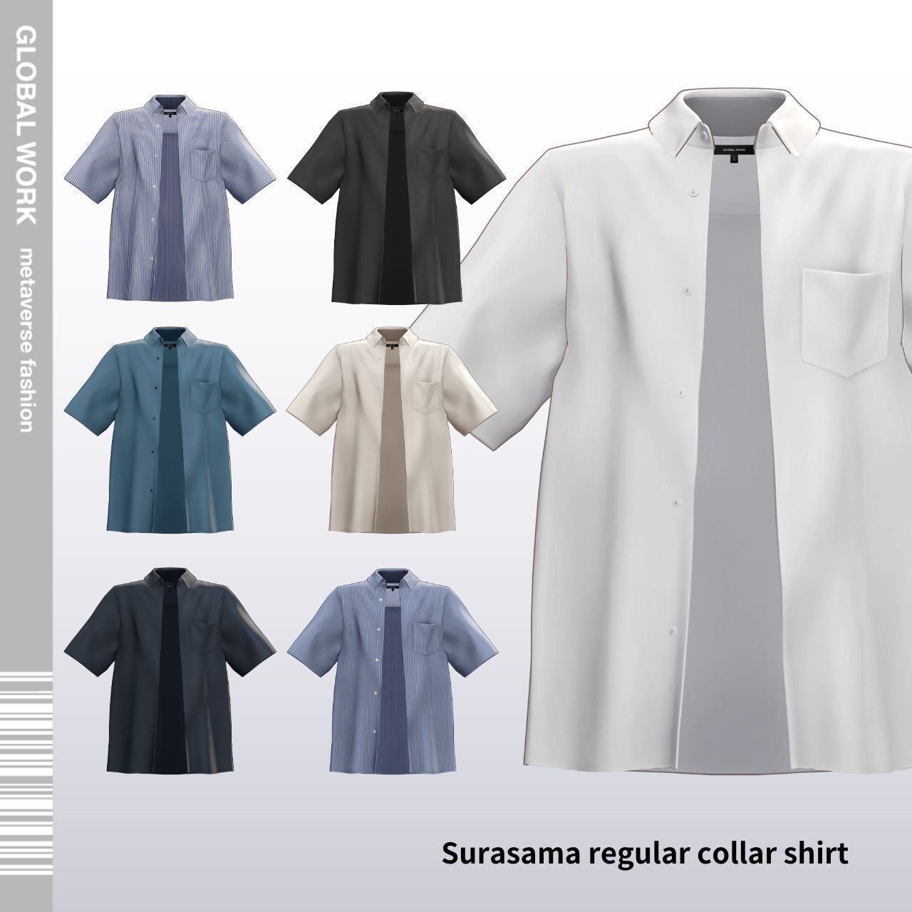 GLOBAL WORK「サラサマレギュラーシャツ 」全7色SET