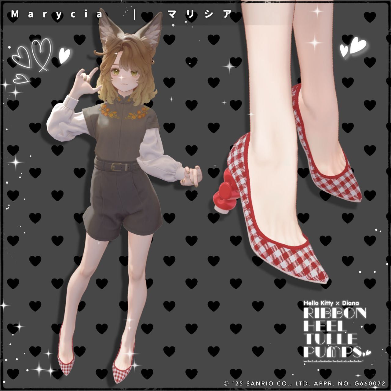 ハローキティ×ダイアナ】リボンヒールチュールパンプス【マリシア対応