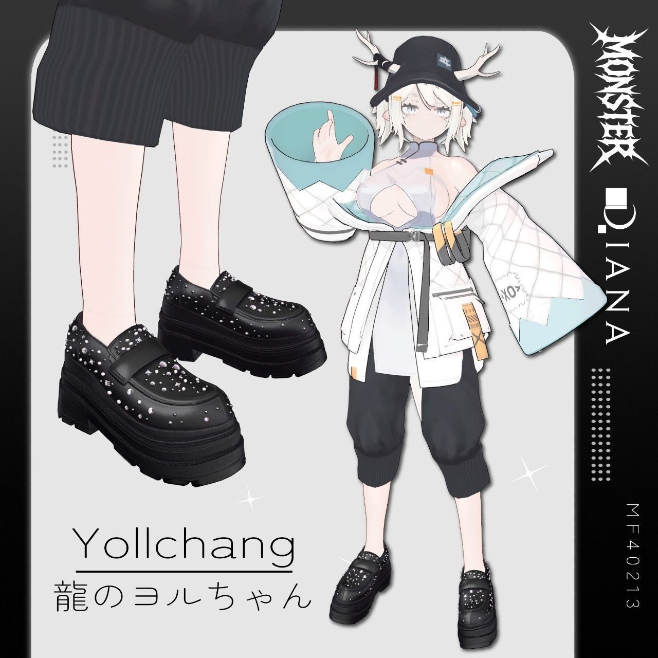 【龍のヨルちゃん Yoll】チャンキービジューローファー-CHUNKY BIJOU LOAFERS【Vketコラボ】