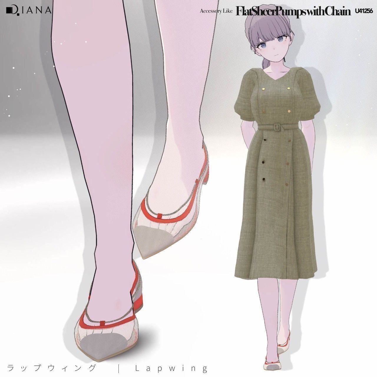 【Lapwing】アクセサリー感覚♪チェーンつきフラットシアーパンプス【VRChat】